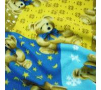 Teddy Bear Print Fleece Fabric, 150cm Width, 250gsm, Polyester, Plush Soft Material for Blankets and Crafts, Supplied by The Metre as One Continuous Piece (Gold, by The Metre)