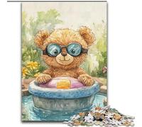 Teddy Bear Sailing Walnut Shell Boat Adult Jigsaws 1000 Pieces Difficult, for Age 14+ Game Wall Decoration Unique Gifts for Birthday And Christmas (50x75cm)
