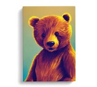 Teddy Bear Scandinavian Canvas Print | Gallery Wrapped 30mm Frame Wall Art | 30x20 inches | Ready to Hang | Scandinavian Animals Picture | Living Room Bedroom Lounge Office