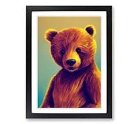 Teddy Bear Scandinavian Framed Print | A2 Black Framed Wall Art | Ready to Hang | Scandinavian Animal Picture | Living Room Bedroom Lounge Office