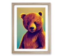 Teddy Bear Scandinavian Framed Print | A2 Oak Framed Wall Art | Ready to Hang | Scandinavian Animal Picture | Living Room Bedroom Lounge Office