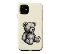 Teddy Bear Sketch Black White Art Drawing Case for iPhone 11