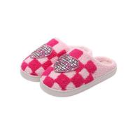 Teddy Bear Slippers Womens Fluffy Memory Foam Slippers Valentine's Day Hearts Plaid Winter House Shoes Warm Cozy Sherpa Fleece Lined Slipper Soft Comfy Plush Anti-Skid Slipper Indoor Outdoor Ladies