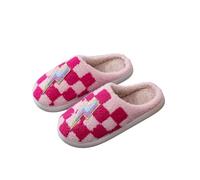 Teddy Bear Slippers Womens Fluffy Memory Foam Slippers Valentine's Day Hearts Plaid Winter House Shoes Warm Cozy Sherpa Fleece Lined Slipper Soft Comfy Plush Anti-Skid Slipper Indoor Outdoor Ladies