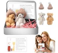 Teddy Bear Small German Pocket Hug Bear in a Box Positive Cuddly Toy Mini Soft Toys Small Teddy with Card & Gift Box Mini Plush Figures Gift for Birthday Christmas Party Girlfriend Mum