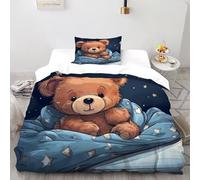 Teddy Bear Star Bedding Sets for Boys Kids Duvet Cover,3D Animal Theme Comforter Cover Bed Set Ultra Soft Room Decor Single（135x200cm）