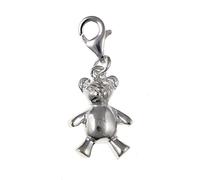 Teddy Bear Sterling Silver Clip On Charm Pendant with Lobster Clasp for Women - Compatible with Thomas Sabo Charms Bracelet - Women's Clasp Charms