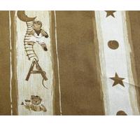 Teddy Bear Stripe Print Cotton Dress Fabric Beige - per metre