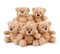 Teddy Bear Stuffed Animal, 5 Packs 8 inch Small Stuffed Teddy Bear Bulk, Shaggy Plush Toy, Baby Shower Decoration, Gifts for Kids Baby, Girls, Boys, Birthday (Curly Hair)