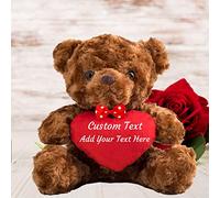 Teddy Bear Stuffed Animal with Heart and Bow as Personalised Valentine Gifts for Her/Him, Teddy Bear with Name or Text for Men/Women on Valentines Day/Birthday/Anniversary (8 IN-Red Heart)