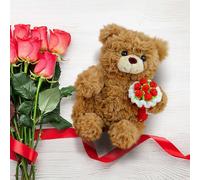 Teddy Bear Stuffed Animals with Rose, Valentine's Day Teddy Bear Plush Pillow, Soft Stuffed Animal Doll, Romantic Gift for Girlfriend Lover Mom Kids, Cozy Home Decor for Bedroom Sofa (C)