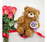 Teddy Bear Stuffed Animals with Rose, Valentine's Day Teddy Bear Plush Pillow, Soft Stuffed Animal Doll, Romantic Gift for Girlfriend Lover Mom Kids, Cozy Home Decor for Bedroom Sofa (E)