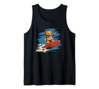 Teddy Bear Surfs Strong with American Pride Tank Top