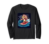 Teddy Bear Surfs with American Spirit and Style Outfit Long Sleeve T-Shirt