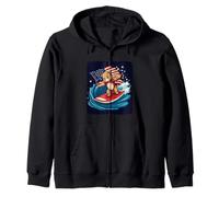 Teddy Bear Surfs with American Spirit and Style Outfit Zip Hoodie
