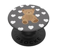 Teddy Bear Theme Baby Gender Neutral Nursery Room Gray Heart PopSockets Swappable PopGrip