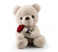 Teddy Bear - Valentine Teddy Bear for Girlfriend -Valentine Gift Teddy - 1 x 27CM Plush Bear Holding Rose - Stuffed Animals - Gift for Mothers Day, Birthday, Anniversary (Brown)