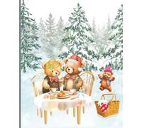 Teddy Bear Winter Picnic Notebook: Adorable Bear Family Having Tea & Snowball Fun in a Snowy Forest | 150 Narrow Ruled Pages, 7.5" x 9.25"