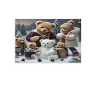 Teddy Bear Winter Scene,Adult Jigsaw Puzzle 1000 Pieces,High-difficulty puzzles,The perfect educational gift for boys and girls,26x38cm