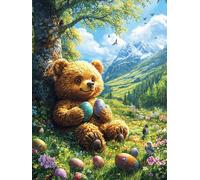 Teddy Bear with Ball 500 Pieces Premium Jigsaw Puzzle Natural Scenery Animals Adult Jigsaws Educational Challenge Mental Exercise Wall Art Winter Thick Cardboard 500 PCS