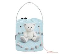 Teddy Bear with Blocks Wallpaper Crochet Tote Bag Crochet Yarn Storage Portable Needle Storage for Crochet Hook Crochet Accessory