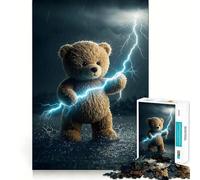 Teddy Bear with Lightning Power 1000 Piece Jigsaw Puzzles for Adults Jigsaw Memory Lift Slow Enjoy Image Assembly Creative Gift (50x75cm)