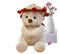 Teddy Bear with Rose Bouquet - Creative Bear Hugging Flowers | Transformable Bouquet into Hat | Magnetic Bear 30/38 cm, Romantic Birthday Gift for Girls, Valentine's Day
