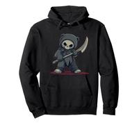 Teddy Bear with Scythe for a Haunting Touch Pullover Hoodie