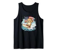 Teddy Bear with Waves and American Surfboard Outfit Tank Top