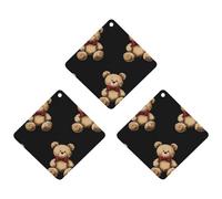 Teddy Bears 3 PCS Car Air Freshener Hanging Aromatherapy Tablets Automotive Ornament for Auto Room Bathroom Bedside Rhombus