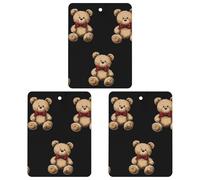 Teddy Bears 3 PCS Car Air Freshener Hanging Aromatherapy Tablets Automotive Ornament for Auto Room Bathroom Bedside Square