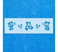 Teddy Bears Flowers Stencil: Mylar Airbrush Wall Art Painting Crafts | DIY-A5 Stencil - Design Size (170 x 37 mm)