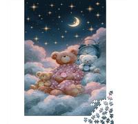 Teddy Bears in Clouds Jigsaw Puzzle for Adults 1000 Piece Jigsaw Puzzle Night Sky Relaxing Gift Home Decor 52x38cm/1000pcs