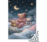 Teddy Bears on Clouds 1000 Piece Jigsaw Puzzle Paper Puzzle for Adults Night Sky Relaxation Gift 38x26cm/1000pcs