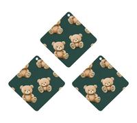 Teddy Bears Pattern Funny Car Air Fresheners 3pcs Long Lasting Scent Automotive Hanging Scented Cards Tablets