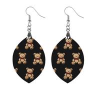 Teddy Bears Women Dangle Earrings Elegant Wooden Pendant Earring for Daily Wear Love