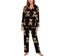 Teddy Bears Women's Pyjama Sets Long Sleeve Top & Pants Button Loungewear Soft Sleepwear