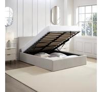 Teddy Boucle 4Ft Small Double Gas Lift Up Ottoman Storage Bedframe (H: 88.5Cm X W: 138Cm X L: 203Cm) (Boucle Beige)