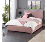 Teddy Bouclé Ottoman Storage Bed with Plain Upholstered Headboard Blush Pink