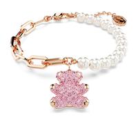 Teddy bracelet, Crystal pearl, Bear, Pink, 18K rose gold finish