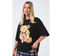 Teddy Cherry Print T-Shirt Yours Black 22-24