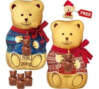 Teddy Christmas Milk Chocolate 200g - Pack of 2 with Free Christmas Teddy Bear - Finest Swiss Milk Chocolate with Smooth Texture and Sweet Flavour - Lnd