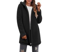 Teddy Coats for Women Winter Warm Fluffy Fuzzy Sherpa Fleece Jacket Open Front Cardigan Hooded Plain Hoodie Faux Fur Shearling Long Coat Outfits Fleece Jumpers Outdoor Overcoat