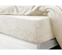 Teddy Cuddle Fleece Fitted Sheets Elasticated upto 30cm Deep Fluffy Warm & Soft Winter Essential Premium No Tear Bed Sheet (Cream, Double)