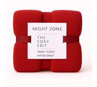 Teddy Extra Deep 12"/ 30cm deep fitted sheet teddy bear fleece fitted sheet in single double king Super King (Red, Teddy Fitted Sheet Super King)