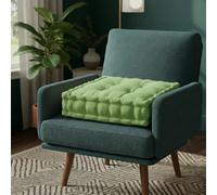 Teddy Fabric Square Booster Cushion Soft Seat Riser Pad For Dining Chair Green