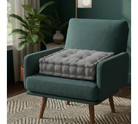 Teddy Fabric Square Booster Cushion Soft Seat Riser Pad For Dining Chair Grey