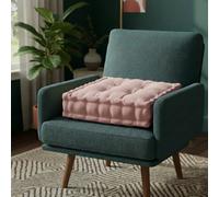 Teddy Fabric Square Booster Cushion Soft Seat Riser Pad For Dining Chair Pink