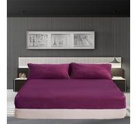 Teddy Fitted Sheet Cosy Warm Soft Fleece Extra Deep 30cm Plum Fitted Bed Sheet Small Double (4FT) 122cm x 190cm + 30cm Approximate