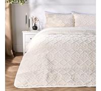 Teddy Fleece Cable Knit 10.5 Tog Coverless Duvet with Pillowcases OHS Cream Double